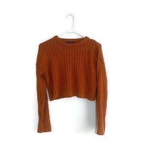 Forever 21 Orange Cropped Ribbed Women’s Sweater Size Large